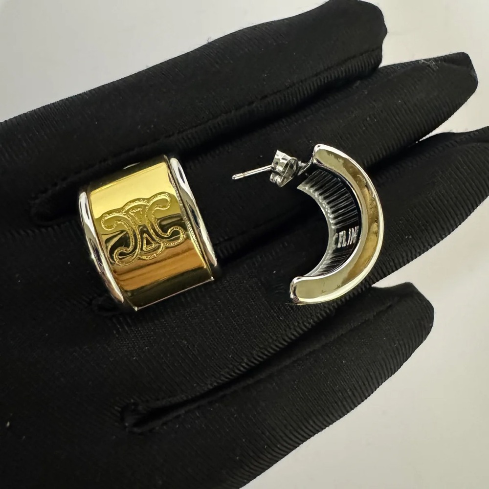 CEL DESIGNER INSPIRED TWO TONE EARRINGS